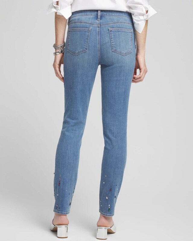 Girlfriend Embellished Ankle Jeans - image 3